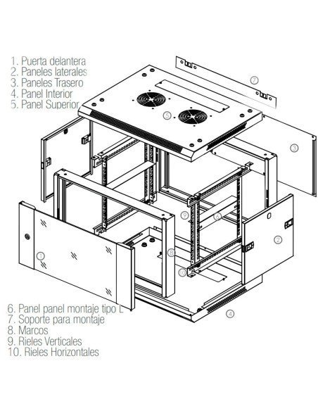 Gabinete Metálico de Pared Tipo Rack 60 x 50 x 9U (AxPxAL) 600*500*399