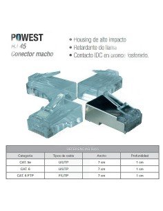 Conector RJ45 Cat 6 FTP Powest (Paq x10) 2
