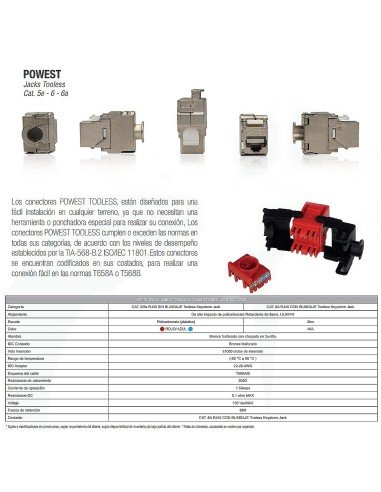 Jack Tooless Cat 6A Powest U/UTP Azul