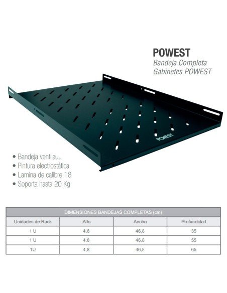 Bandeja Completa Ventilada 1 U X 35 CM Ajustable