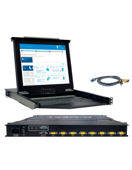 Consola 1U Monitor teclado Mouse KVM Touch Pad