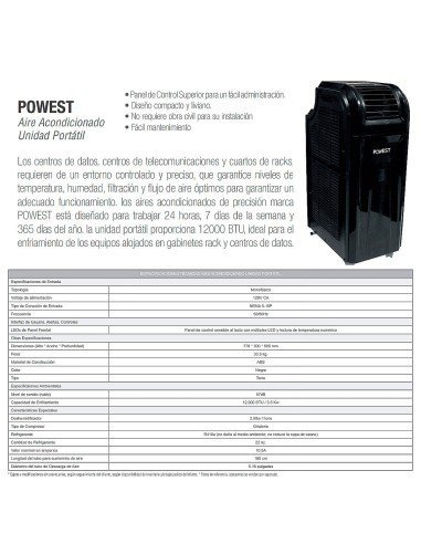 Aire Acondicionado Portable 3,5W / 12,000 BTU
