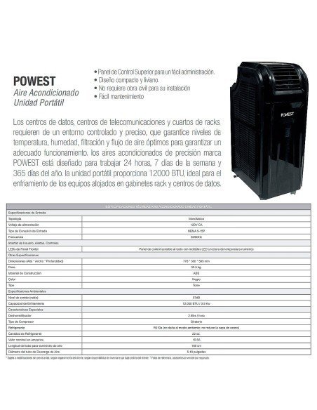 Aire Acondicionado Portable 3,5W / 12,000 BTU
