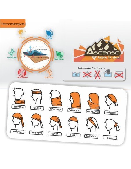 Buff Multifuncional Ascenso Ideal para deportistas,  ciclismo, montañismo, yoga