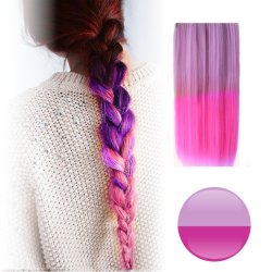 Cortina de Cabello Lisa Degradee Extensión Lila a Rosado