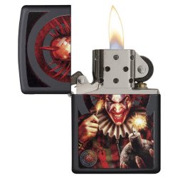 Encendedor Zippo Stamp Payaso Ana Stokes  29574 - Negro mate