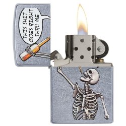 Encendedor Zippo Stamp Esqueleto Skull  29613 - Street Chrome