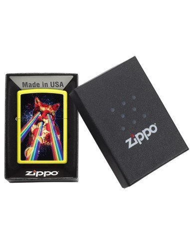 Encendedor Zippo Stamp Gato Cat 29614 -Amarillo neón