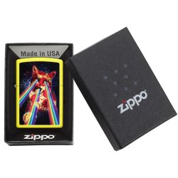 Encendedor Zippo Stamp Gato Cat 29614 -Amarillo neón