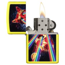 Encendedor Zippo Stamp Gato Cat 29614 -Amarillo neón