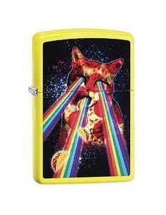 Encendedor Zippo Stamp Gato Cat 29614 -Amarillo neón