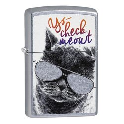 Encendedor Zippo Stamp Gato con Gafas 29619 - Street Chrome