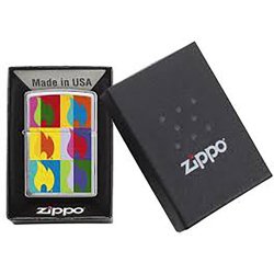Encendedor Zippo Stamp Llamas de colores 29623 - Negro Mate