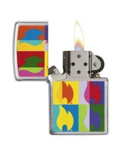 Encendedor Zippo Stamp Llamas de colores 29623 - Negro Mate 2