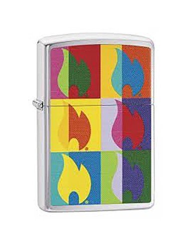 Encendedor Zippo Stamp Llamas de colores 29623 - Negro Mate