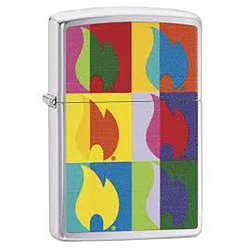 Encendedor Zippo Stamp Llamas de colores 29623 - Negro Mate