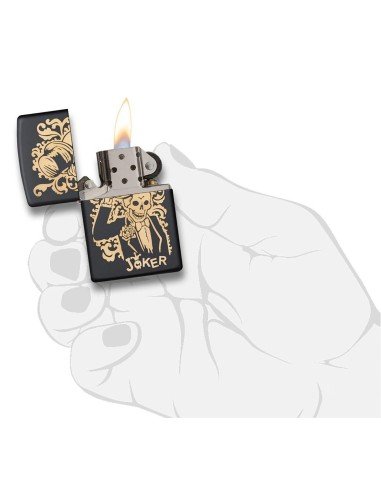 Encendedor Zippo Stamp Joker Calavera 29632 - Negro Mate