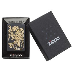 Encendedor Zippo Stamp Joker Calavera 29632 - Negro Mate