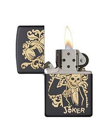 Encendedor Zippo Stamp Joker Calavera 29632 - Negro Mate