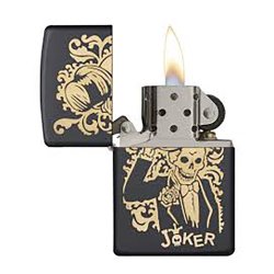 Encendedor Zippo Stamp Joker Calavera 29632 - Negro Mate