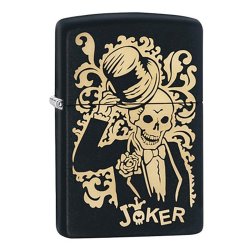Encendedor Zippo Stamp Joker Calavera 29632 - Negro Mate