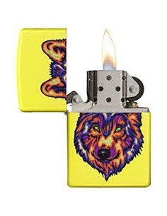 Encendedor Zippo Stamp Lobo Wolf 29639 - Amarillo Neón 2