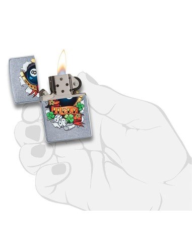 Encendedor Zippo Stamp Lucky 29604 - Street Chrome