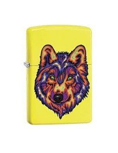 Encendedor Zippo Stamp Lobo Wolf 29639 - Amarillo Neón