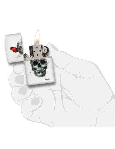 Encendedor Zippo Stamp Spazuk Calavera 29644 - Blanco