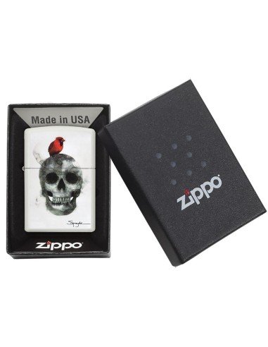 Encendedor Zippo Stamp Spazuk Calavera 29644 - Blanco