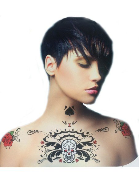 Tatuaje temporal Máscara Dia de los Muertos Roses