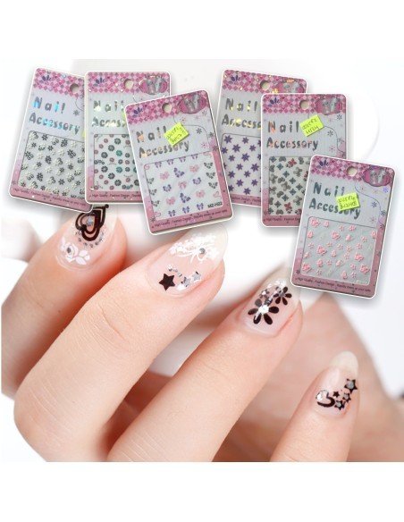 Kit x6 Decals Glow in the Dark 3D aplicativos adhesivos Nail Art Salon Effects para Decoración de uñas Kit x6 Decals Glow in the Dark 3D aplicativos adhesivos Nail Art Salon Effects para Decoración de uñas