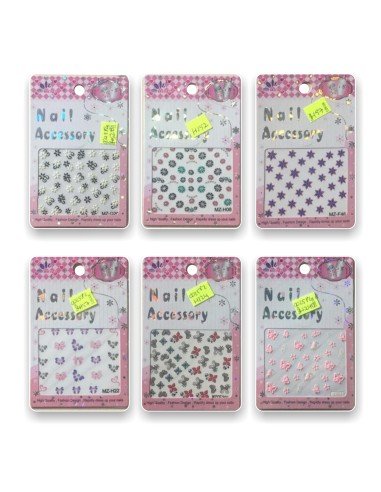 Kit x6 Decals Glow in the Dark 3D aplicativos adhesivos Nail Art Salon Effects para Decoración de uñas