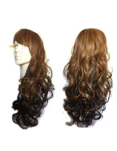 Peluca Bicolor Harajuku de kanekalon Castaño y Negro