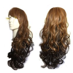 Peluca Bicolor Harajuku de kanekalon Castaño y Negro