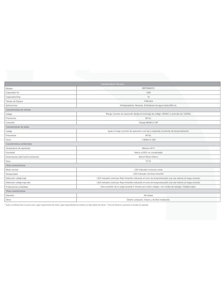 Protector de Voltaje 120V/10A RefriMatic