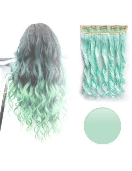 Extension de Cabello Unicolor Rizada Verde Cosplay