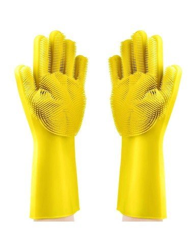 Guantes de Silicona Cepillo para Lavar loza, baño, aseo