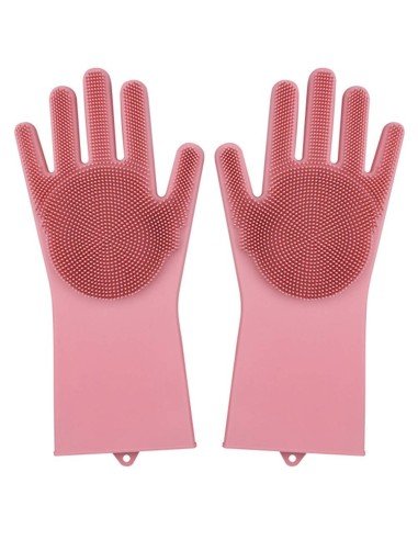 Guantes de Silicona Cepillo para Lavar loza, baño, aseo