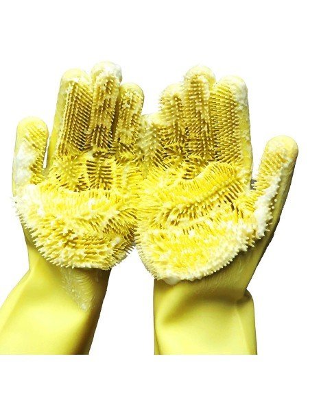 Guantes de Silicona Cepillo para Lavar loza, baño, aseo