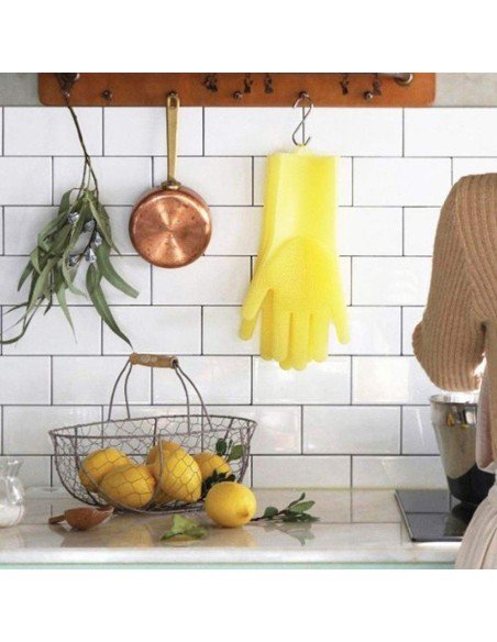 Guantes de Silicona Cepillo para Lavar loza, baño, aseo