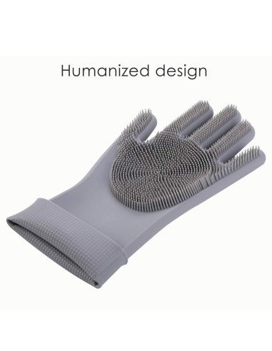 Guantes de Silicona Cepillo para Lavar loza, baño, aseo