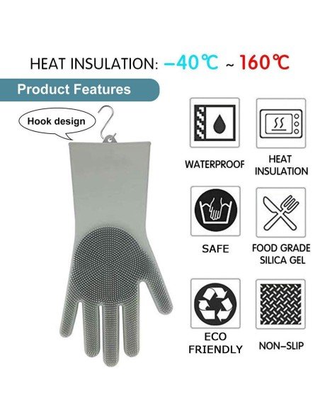 Guantes de Silicona Cepillo para Lavar loza, baño, aseo Guantes de Silicona Cepillo para Lavar loza, baño, aseo