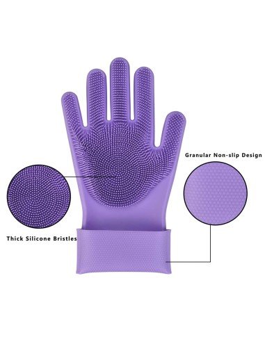 Guantes de Silicona Cepillo para Lavar loza, baño, aseo