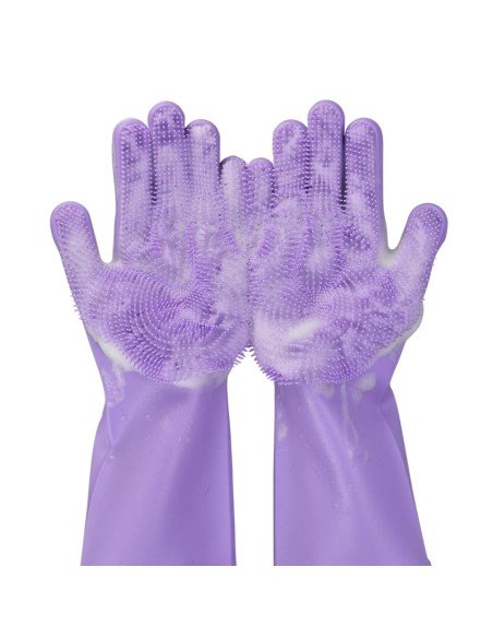 Guantes de Silicona Cepillo para Lavar loza, baño, aseo