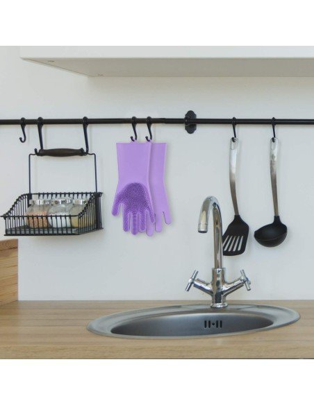 Guantes de Silicona Cepillo para Lavar loza, baño, aseo