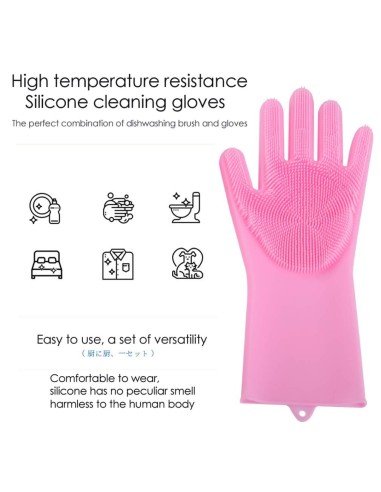 Guantes de Silicona Cepillo para Lavar loza, baño, aseo
