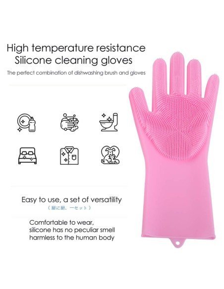 Guantes de Silicona Cepillo para Lavar loza, baño, aseo Guantes de Silicona Cepillo para Lavar loza, baño, aseo