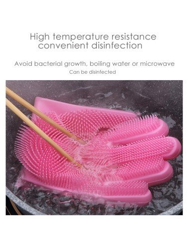 Guantes de Silicona Cepillo para Lavar loza, baño, aseo