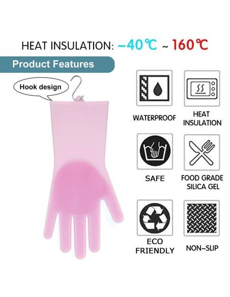 Guantes de Silicona Cepillo para Lavar loza, baño, aseo Guantes de Silicona Cepillo para Lavar loza, baño, aseo